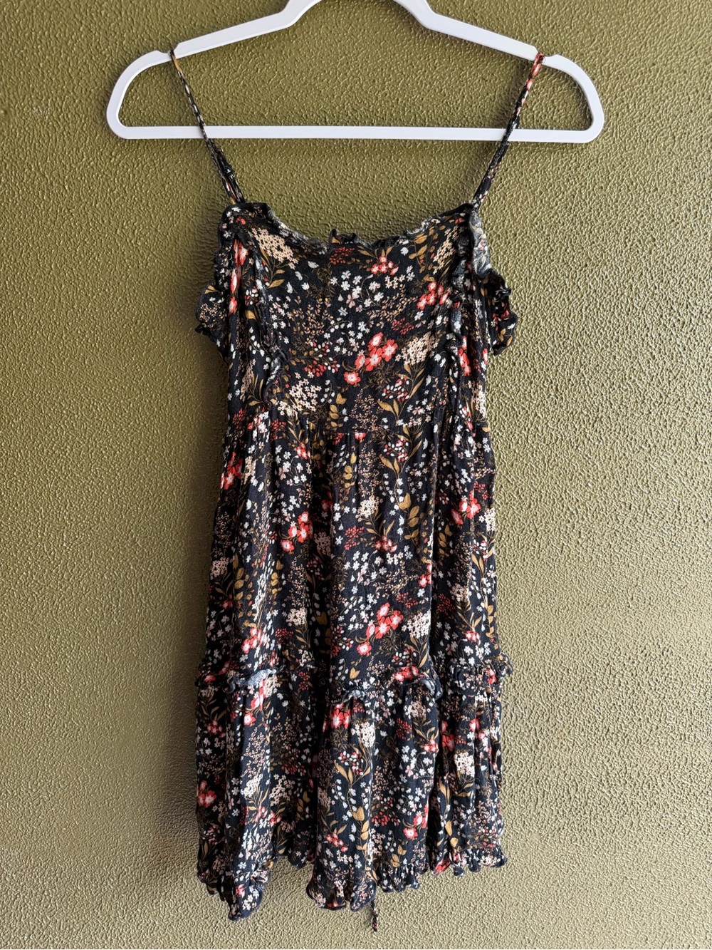 Forever 21 Black Floral Tiered Spaghetti-Strap Dress for Girls